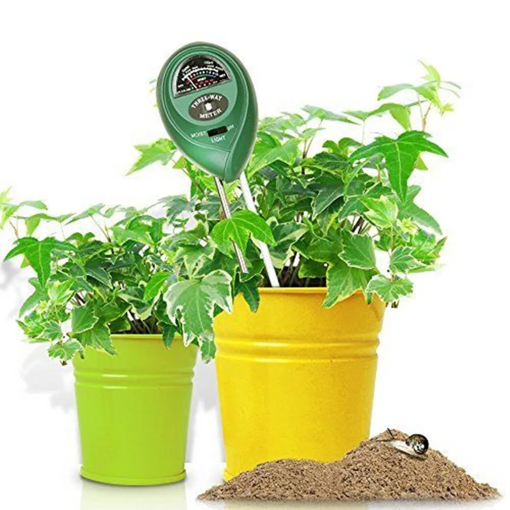 Testeur de PH du sol 3 en 1 : Ensoleillement, humidité et d'acidité pour les plantes de jardin
